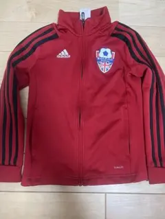 即配送キッズadidas 赤 ジャージ サッカー ロゴ付き130