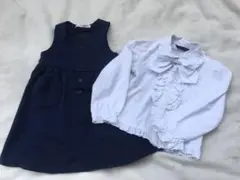 美品　ファミリア　ジャンバースカート&ブラウス　ミキハウス　ポンポネット