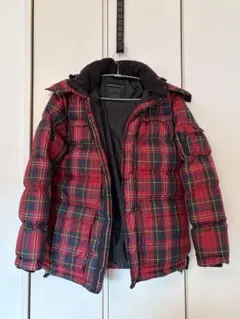 【極美品】UNIQLOチェック柄ダウンジャケット フード付き