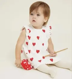 プチバトー　ハートプリントドレスボディ　6M ボディースーツ　ハート