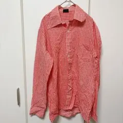 極希少✨ユーロ古着 70s ヴィンテージ 総柄シャツ 赤 アイロン不要 L相当