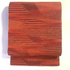 5k1864 名古屋帯　夏帯　夏物　粗紗　橙色　黒　柄物　和装　着物