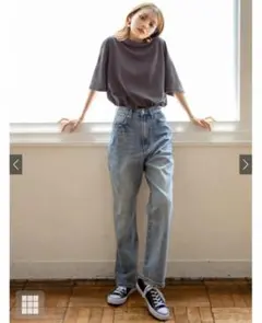 【新品タグ付き】GRL ハイウエストストレートデニムパンツ　gm297 グレイル