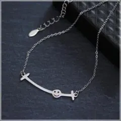 ステンレス製　Ｔスマイルネックレス　ニコちゃんペンダント　スマイルバー