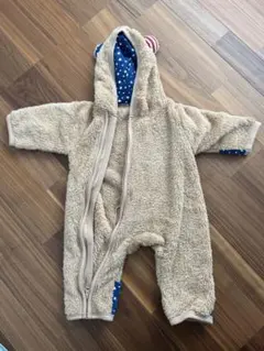 くま耳フリースロンパース　防寒着ロンパース