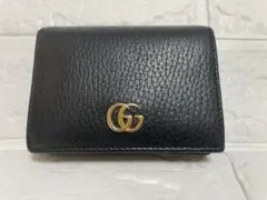 ゲリラセール！✨美品✨ グッチ 三つ折り財布 マーモント ブラック 金
