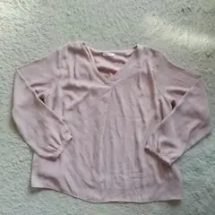 グラシアピンク Vネック 長袖ブラウスL美品