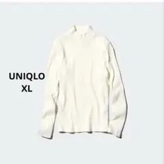 ＊美品＊UNIQLO リブハイネックTシャツ ユニクロ オフホワイXL