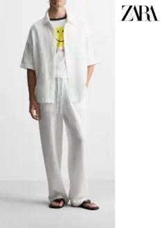 送料無料 新品 ZARA シワ加工シャツ USサイズ XL