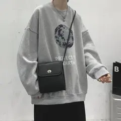 【i9】L スウェット トレーナー 地球柄 オーバーサイズ ストリート系 韓国系