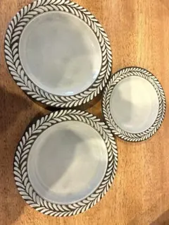 みのる陶器　美濃和焼き　グレー3枚セット　gran