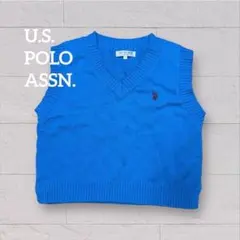 U.S. POLO ASSN. 青 Vネック ニットベストのサムネイル