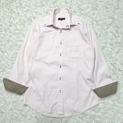【美品】バーバリーブラックレーベル 長袖シャツ 袖裏ノバチェック ピンク 39