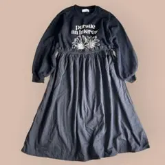 LOGOSDAYS ロゴプリント スウェット ドッキングワンピース ブラックL