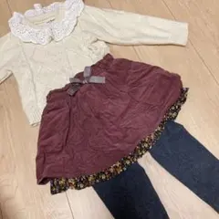 キッズ服 トップス スカート レギンス セット