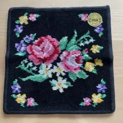 新品 FEILERタオルハンカチ 薔薇 黒