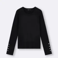 GU リブニット ボタンスリーブ プルオーバー L