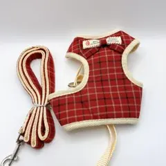 犬 ハーネス 小型犬 リードセット 犬用ハーネス ウェア 胴輪 チェック S