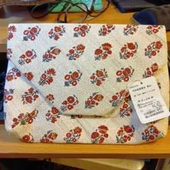 花柄刺繍 クラッチポーチ A4サイズ