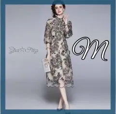 【週末セール❣️】M レース 刺繍 ワンピース ドレス パーティー 二次会 結婚式