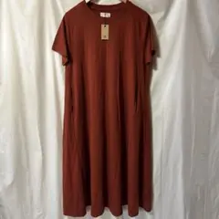【新品タグ付】rps ロングワンピース オレンジレッド　赤茶　大きいサイズ