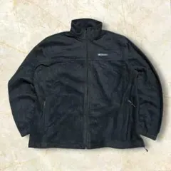 00s Columbia フリースジャケット 刺繍ロゴUSメンズ 肉厚ブラックL