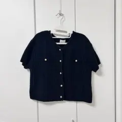H&M 半袖ニットカーディガン　ブラック