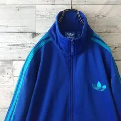 希少カラー☆アディダス 刺繍ロゴ トラックジャケット O 青×青