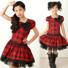アイドル風赤チェックワンピース