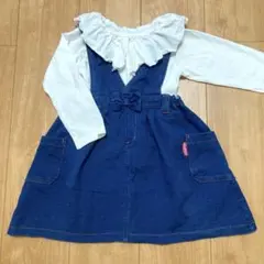 【ラグマート】デニム風ジャンバースカートとブランシェスカットソーセット