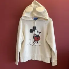 ディズニー　ミッキー　耳付きパーカー　白