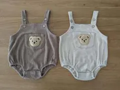 クマ刺繍サロペットロンパース2色セット
