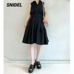 SNIDEL リボンベルト シャツ ミディ ワンピース ブラック S