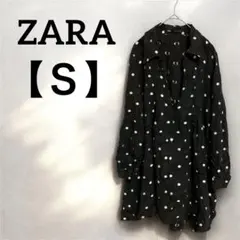 ZARA 【Ｓ】黒 白 ドット柄 長袖 シャツ レディース トップス