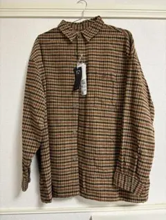 モールツイード　ビッグシルエット　チェックシャツ