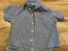 【ミキハウス】 青・白チェック シャツ90