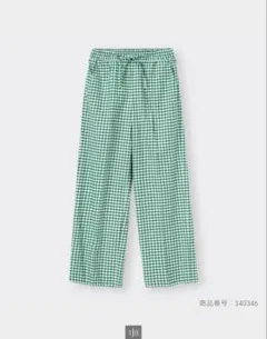【GU】チェックイージーセミワイドパンツ　Ｌサイズ
