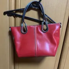 レッド ハンドバッグ 花柄インナー