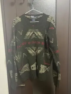 90s　ポロラルフローレン　シルク混　ネイティブ　ハンドニット