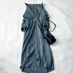 未使用級 アーバンリサーチドアーズ 洗える リネン ロングシャツワンピース F
