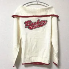 カパランカ オフショルダーセーター オフタートルネック プルオーバー ワッペン