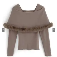 ファー付きケープ風ニットトップス[an1344]