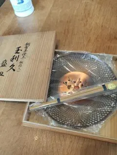 銅古美仕上　玉利休　盛皿