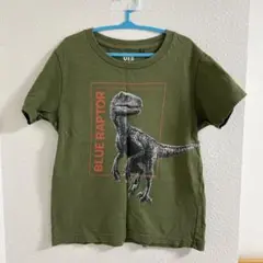 ラプトル　恐竜プリントTシャツ 110オリーブグリーン