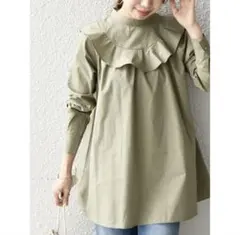 極美品☆SHIPS anyフリルシャツ　チュニック　ブラウス