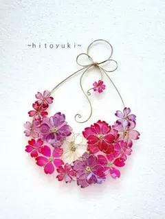 しおり様専用　リボンリース＊ゴールド＊桜＊S-160 ワイヤークラフト