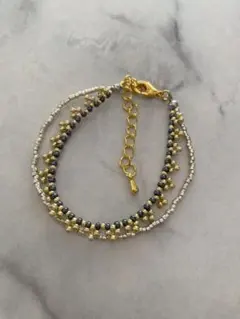 最終値下げ！ハンドメイド ビーズブレスレット 金色 黒色 銀色