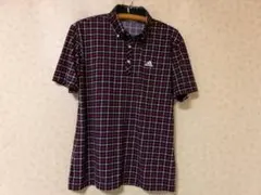 104502 アディダス　ポロシャツ　黒ｘ白ｘ赤　サイズL