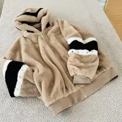 極美品♥︎ラグアウト♥︎フェイクボアパーカー 【L】ベージュとろふわゆったり　リブ袖