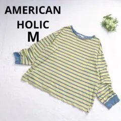 アメリカンホリック ボーダーカットソー コットン100 ゆったり オーバーサイズ
